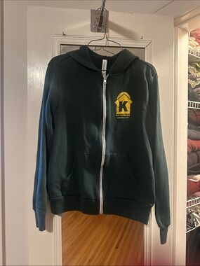 Kettlehouse Brewing Dark Green Zip Hoodie with Yellow Logo Patch